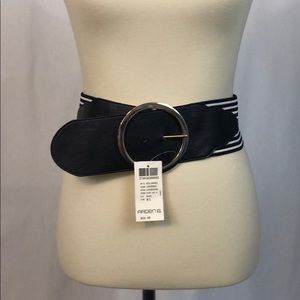 Arden B Stretchy Thick belt in Black with strip